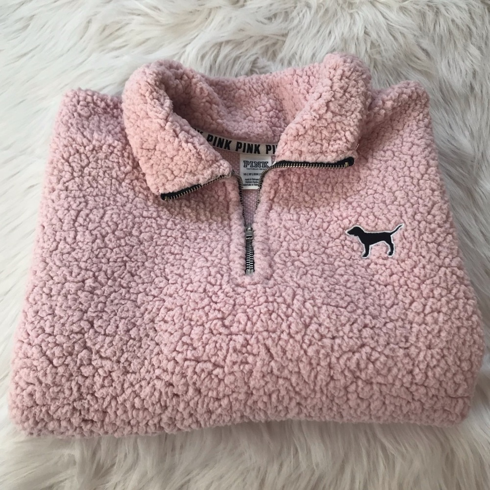 PINK by VS quarter zip sherpa jacket w/ pockets - Picture 2 of 8